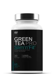 GREEN TEA PRO Slim'n'Fit® ar 1000 mg zaļās tējas ekstrakta porcijā. Piemērots svara kontroles programmām, sabalansētam uzturam un aktīvam dzīvesveidam.