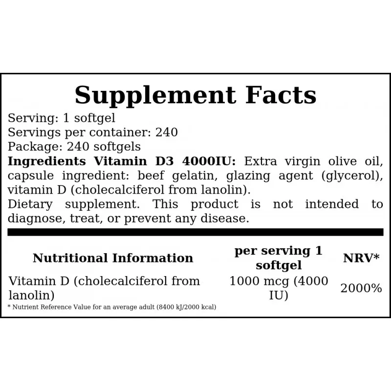 NOW Vitamin D3 4000IU